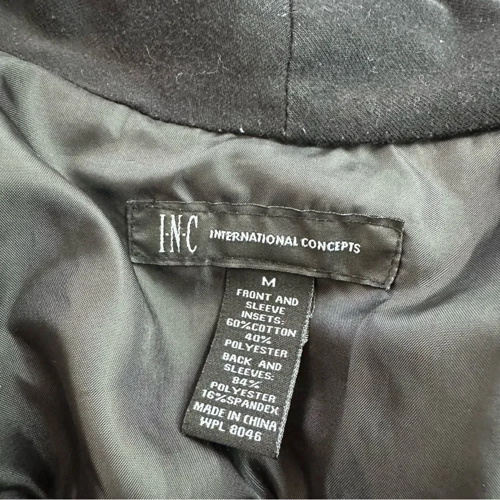 INC International Concepts Women's M Asymmetrical Draped‎ Moto Jacket Black Moto